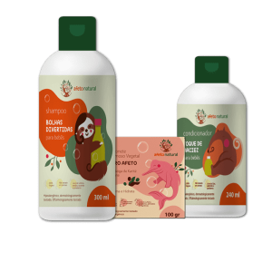 Kit Banho Infantil Hipoalergênico Shampoo 300ml Condicionador 240ml Sabonete Vegetal em Barra 100g Puro Afeto | Afeto Natural