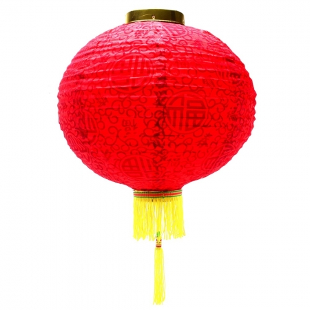 Kit 3 Luminária Japonesa Tecido 35 cm Couchin Vermelha Estampada