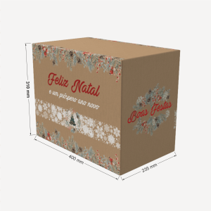 Caixa de Papelão para Cesta de Natal M - Árvores Natalinas