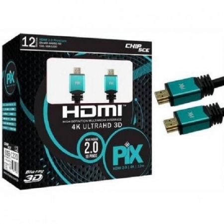 Cabo HDMI 2.0 12m 4k Ultra HD 3D Blindado PIX