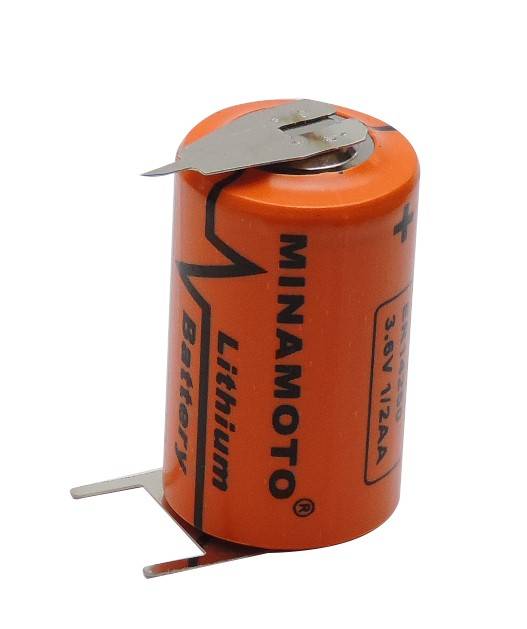 Bateria 3,6V ER14250 (1/2AA) Lithium MINAMOTO c/ 3 Terminais