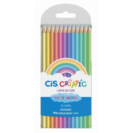 Lápis de Cor CIS Criatic Tons Pastel - Estojo C/ 12 Cores