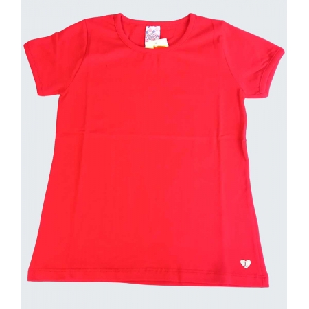 Camiseta Básica Manga Curta Infantil Menina - Vermelho