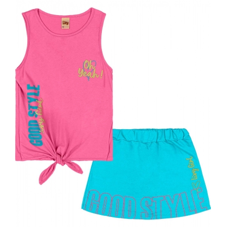 Conjunto Camiseta regata e Shorts saia - Estampa Style