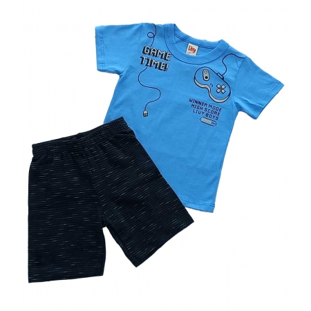 Conjunto Infantil Menino Camiseta Estampa Game e Bermuda