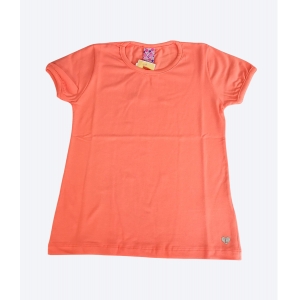Camiseta Básica Manga Curta Infantil Menina - Laranja