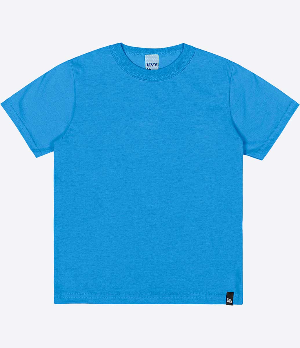 Camiseta Básica Manga Curta Juvenil Menino - Azul