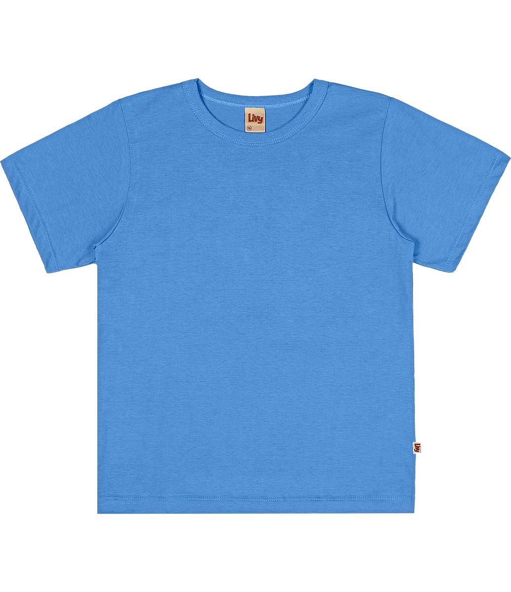 Camiseta Básica Manga Curta Juvenil Menino - Azul Artico