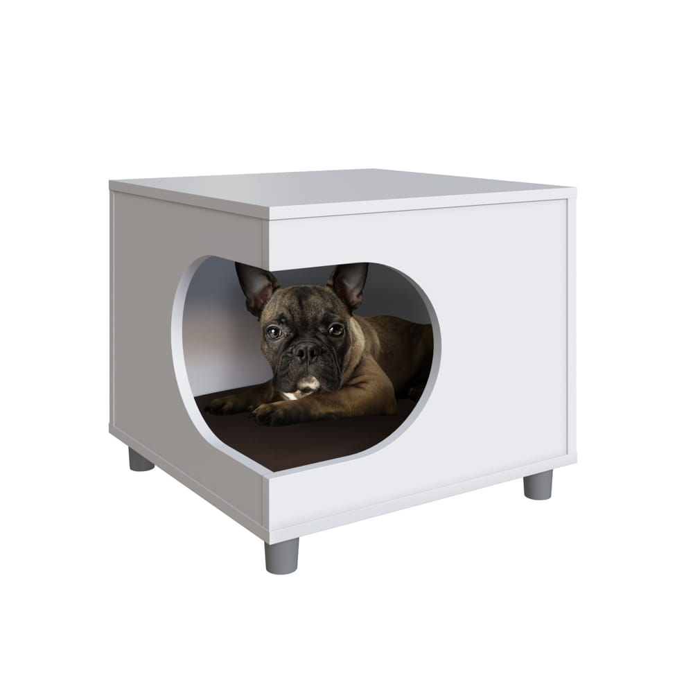Mesa de Cabeceira ou Lateral para Cão ou Gato com Almofada CMP Branca - Foto 3