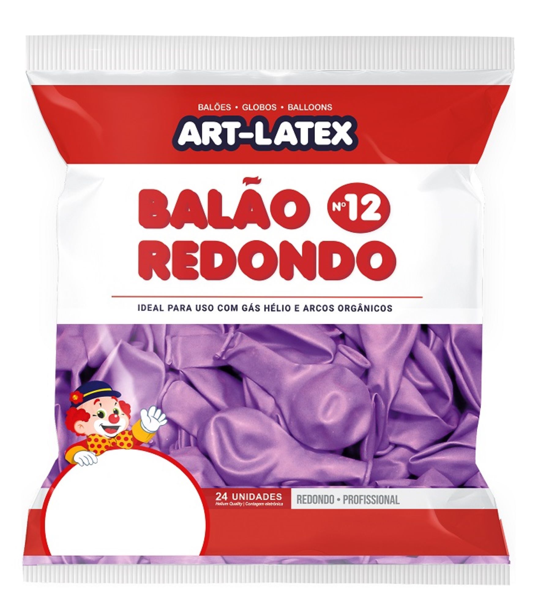 Balão  Redondo  Liso 12" Profissional - 24 Unidades - Art Latex  - Festaria Distribuidora