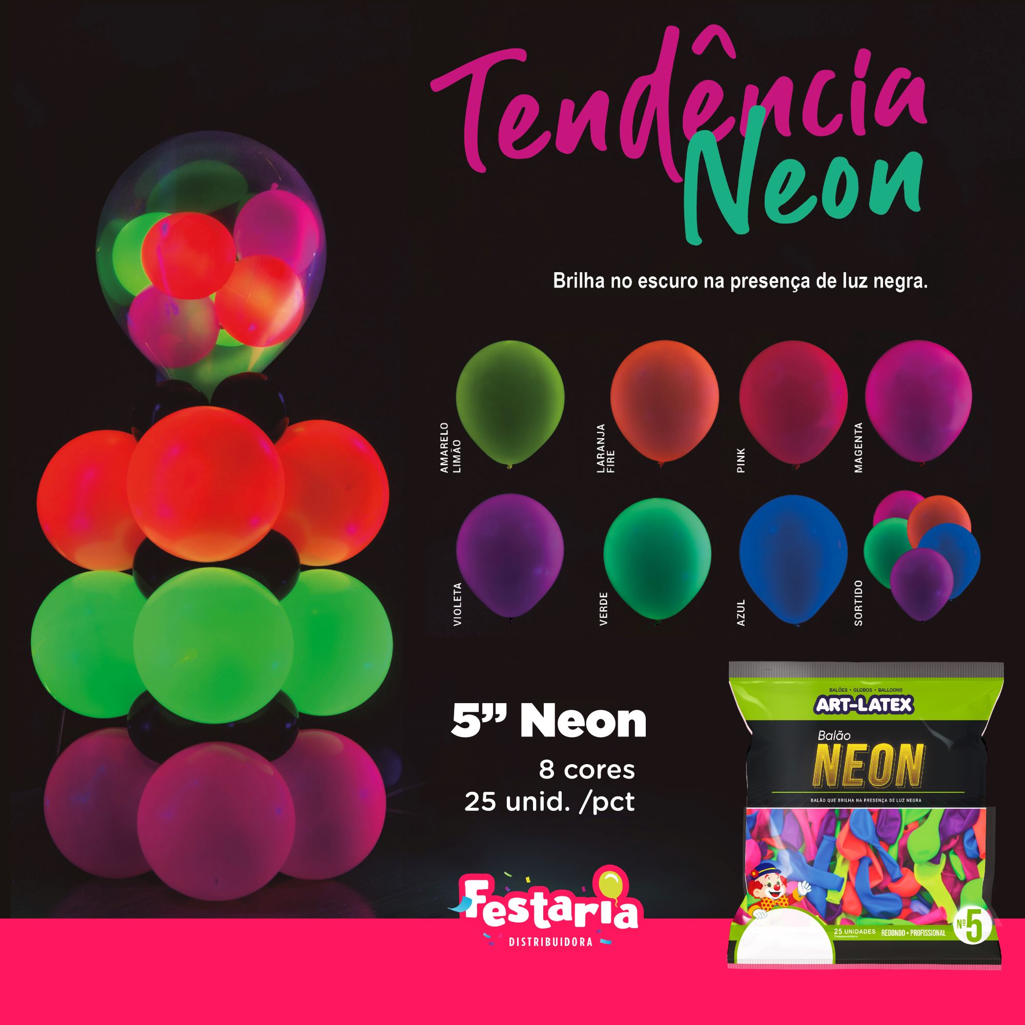 Balão Redondo Neon  5