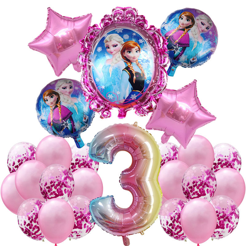 Disney Frozen Theme Birthday Party Decorações, Pink Elsa, Suprimentos de eventos para crianças, Girl Foil Balloon, Backdrop, Princess Party, Bless  - Festaria Distribuidora