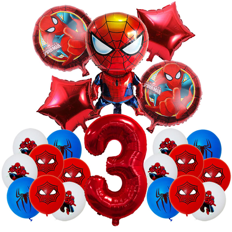 Spiderman Birthday Party Decorações para Crianças, Látex Balões De Folha De Alumínio, Spider Theme Event Supplies, Louça Descartável - Festaria Distribuidora