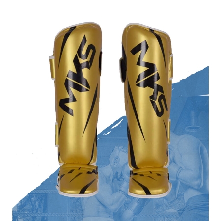 Caneleira de Muay Thai e Kickboxing MKS Champions V3 Dourado/Preto