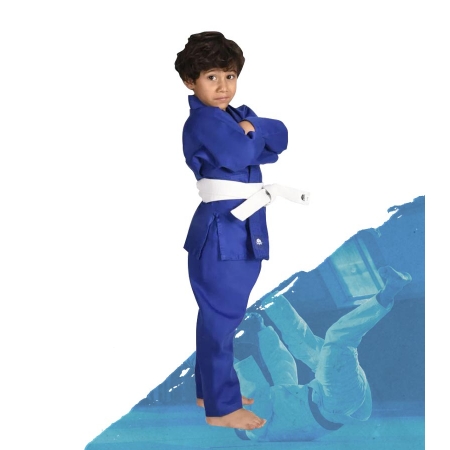 Kimono de Judo Jiu-Jitsu Infantil MKS Seitô Azul com faixa Branca