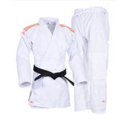 Kimono Judô adidas Club J350 Branco/Laranja Trançado 350g/m2