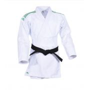 Kimono Judô adidas Club J350 Branco/Verde Trançado 350g/m2