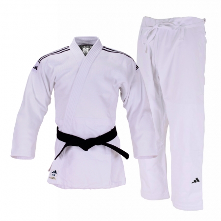 Kimono Judo adidas Quest J690 Branco com Faixas Bordadas em Preto