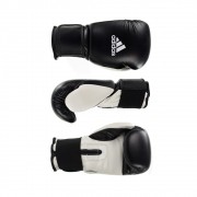 Kit Boxe Muay Thai Luva Power Colors Preto/Branco e Bandagem Preta 2,55m