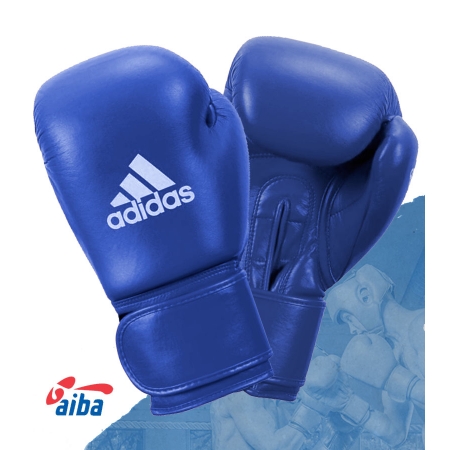 Luva de Boxe adidas AIBA Approved Couro Azul 10OZ