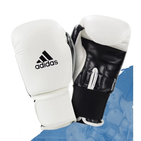 Luva de Boxe e Muay Thai adidas Power 100 Colors - Branca/Preta