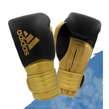 Luva de Boxe Muay Thai adidas Hybrid 300 Preta/Dourada