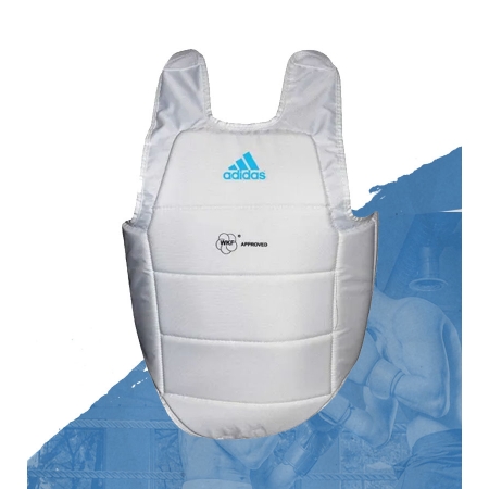 Protetor de Torax adidas Branco c/ Logo Azul - Selo WKF