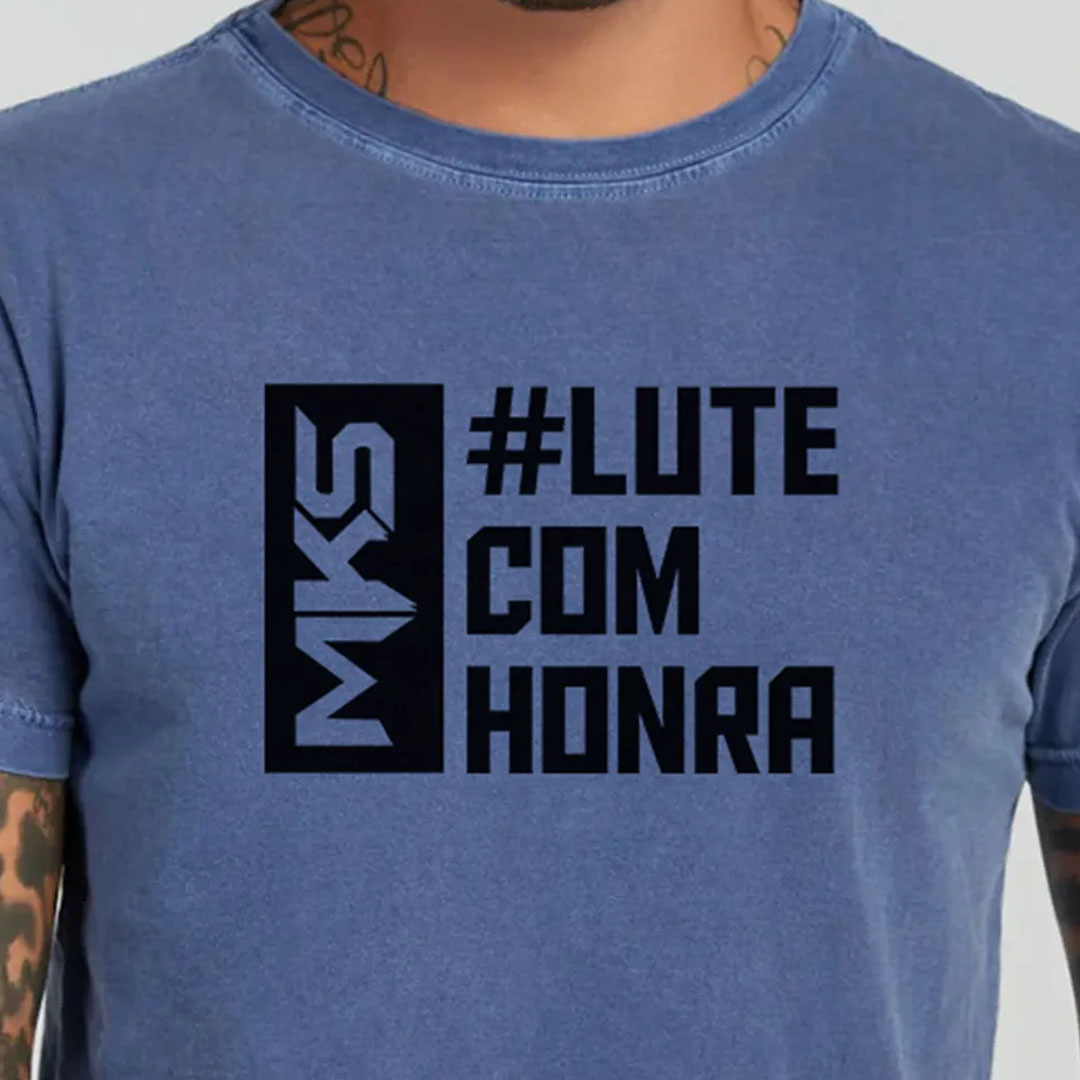 Camiseta MKS Casual Fighting Estonada Azul Petróleo #LUTECOMHONRA
