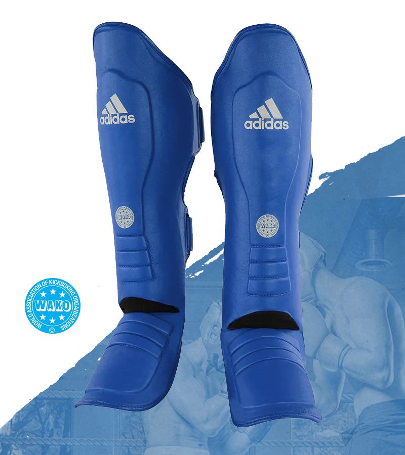 Caneleira adidas Kick Boxing WAKO Approved Azul
