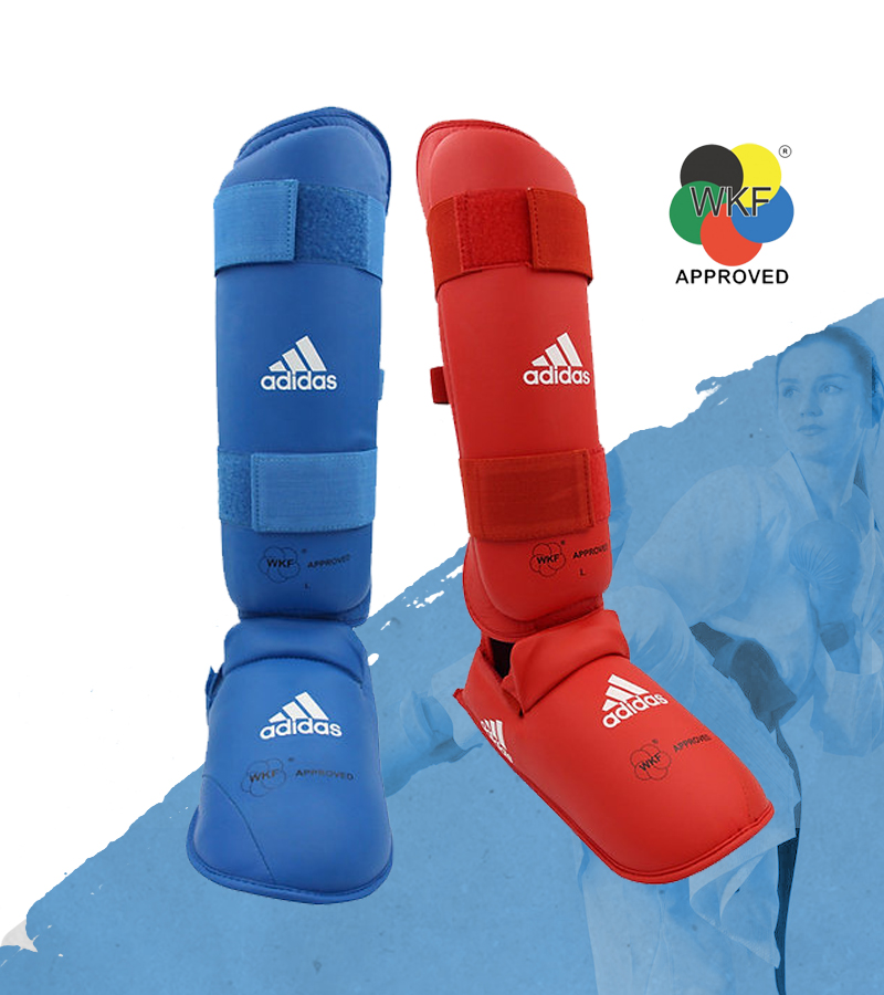 Caneleira Karate adidas com Protetor de Pé WKF Approved