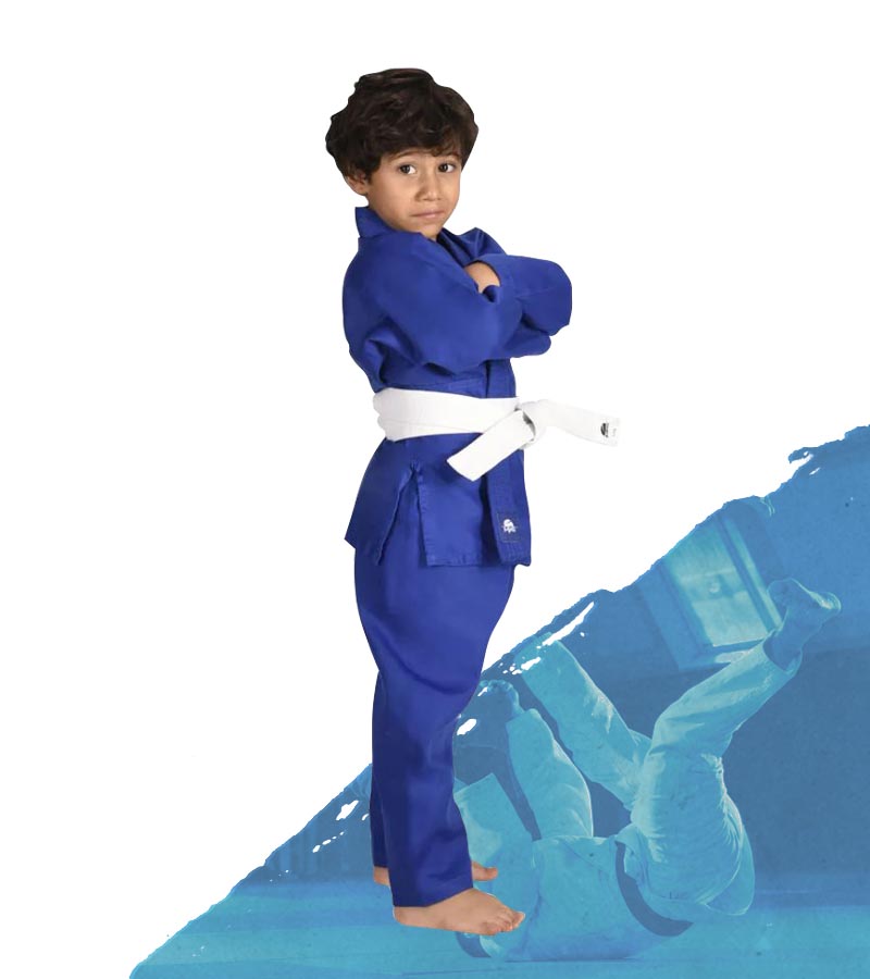 Kimono de Judo Jiu-Jitsu Infantil MKS Seitô Azul com faixa Branca