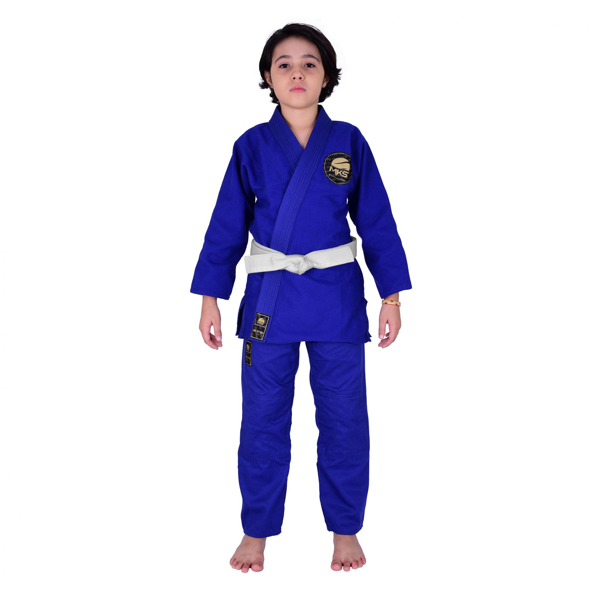 Kimono Jiu Jitsu Infantil Trançado Mks Combat Azul