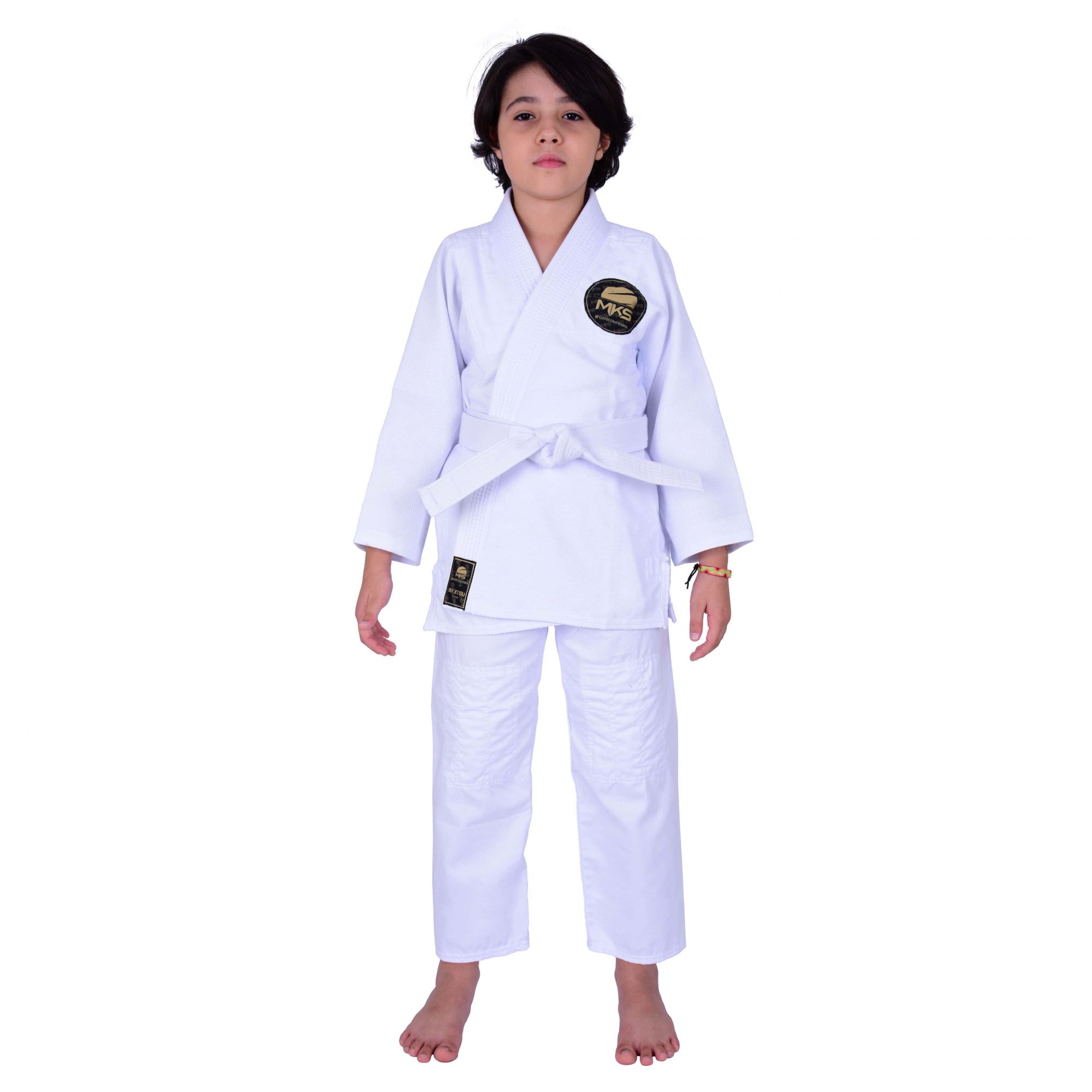 Kimono Jiu Jitsu Infantil Trançado Mks Combat Branco
