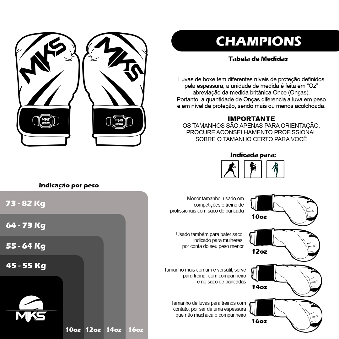 Luva de Boxe MKS Champions V3 Preto/Dourada