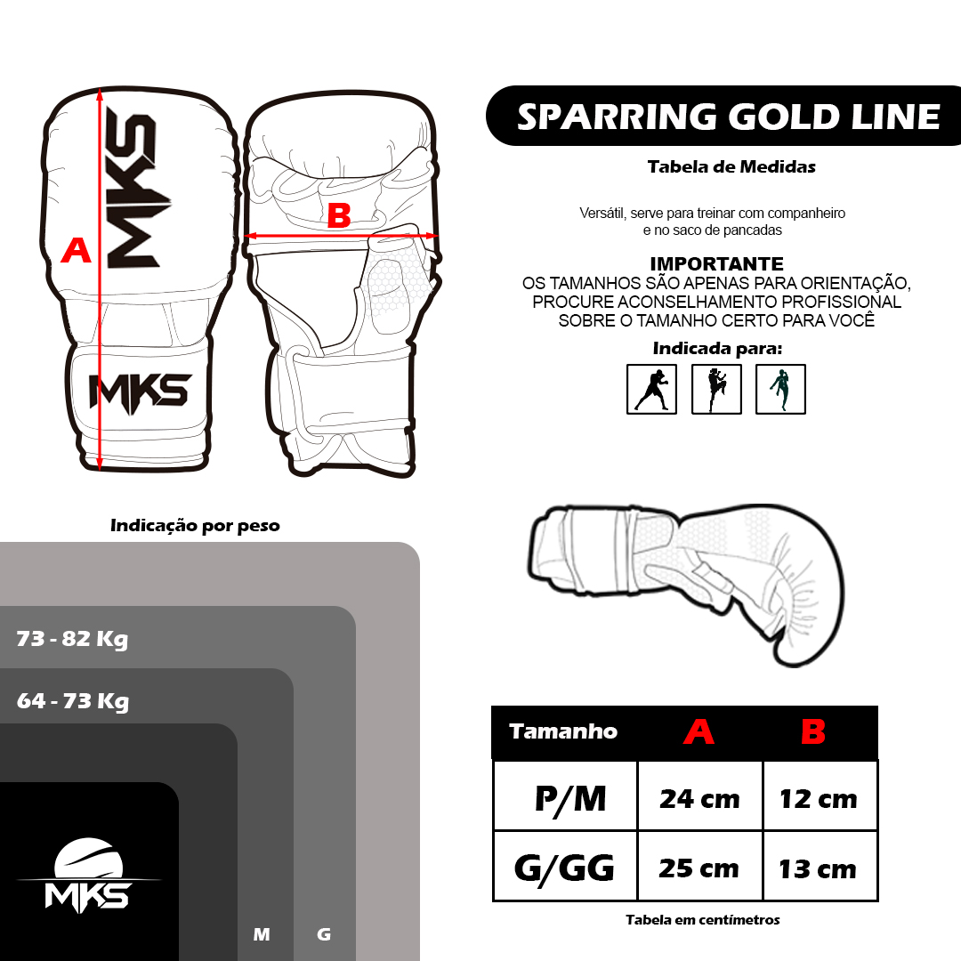 Luva de MMA Sparring MKS Combat Gold Line