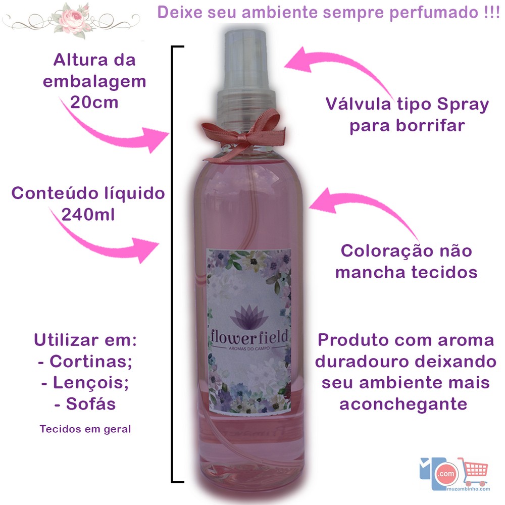 Água Perfumada Spray 250ml para Borrifar - Diversos Aromas FlowerField