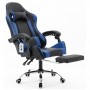 Cadeira gamer com apoio retrátil para os pés reclinável em 120° azul V7005p