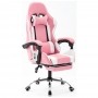 Cadeira gamer com apoio retrátil para os pés reclinável em 120° rosa V7010p
