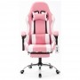 Cadeira gamer com apoio retrátil para os pés reclinável em 120° rosa V7010p