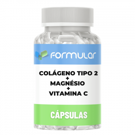 Colágeno Tipo 2 40mg + Magnésio 200mg + Vitamina C 200mg - Cápsulas