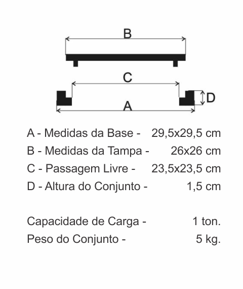 Tampão T16 Simples Padrão Brasília (26X26Cm) Em Ff - FUNDIÇÃO VESUVIO