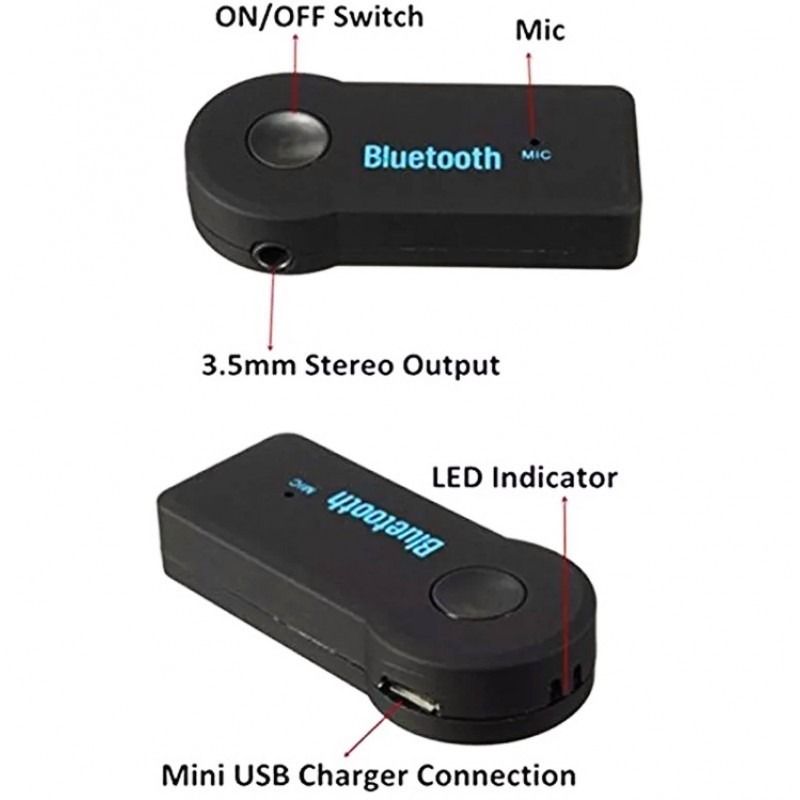 Bluetooth P2 Receptor Auxilar Carro Som Audio Iphone Sem Fio Android  - HARDFAST INFORMÁTICA