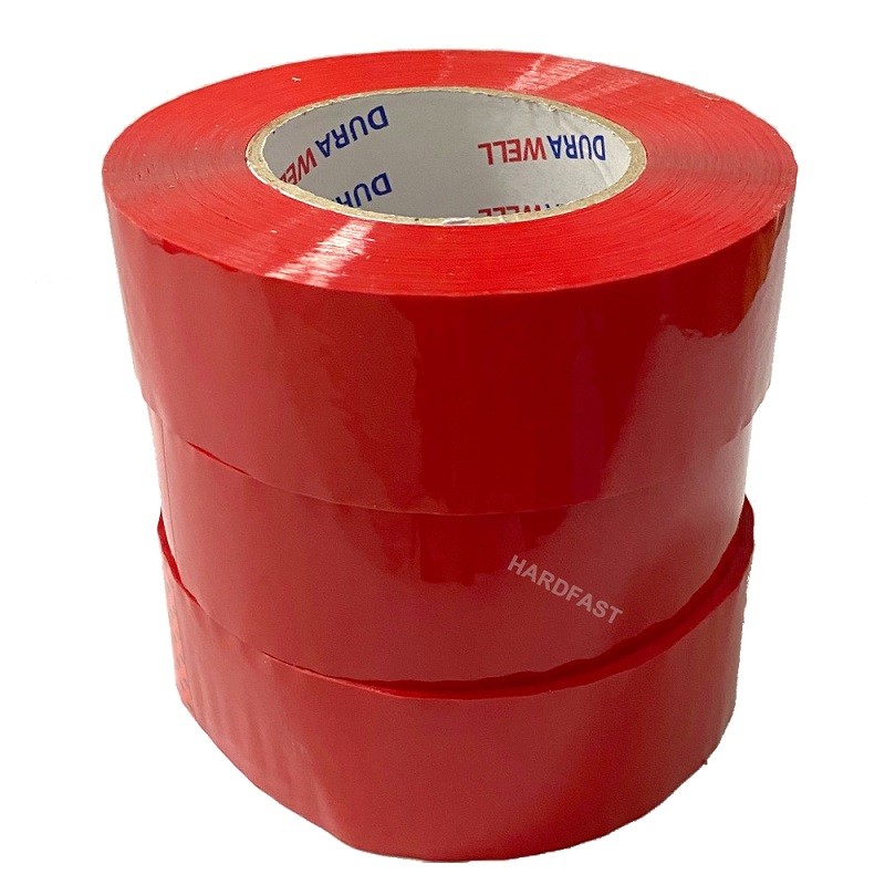 Fita Adesiva 3x Rolos de 200 metros Vermelha p/ caixas Pacotes Demarcação Alta qualidade - HARDFAST INFORMÁTICA