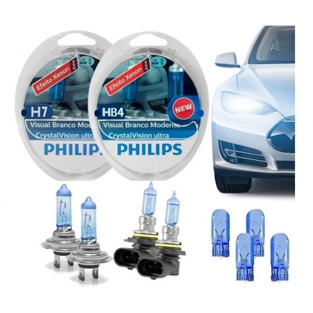 Kit Philips Com H7+ Hb4 4300k Crystal Vision 4300k + Pingos