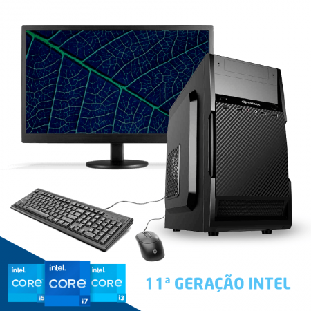Computador Home Office Intel Core i5 11ª Geração 11400, 8GB DDR4, Ssd 480Gb, Gabinete ATX + Monitor LED 18.5"