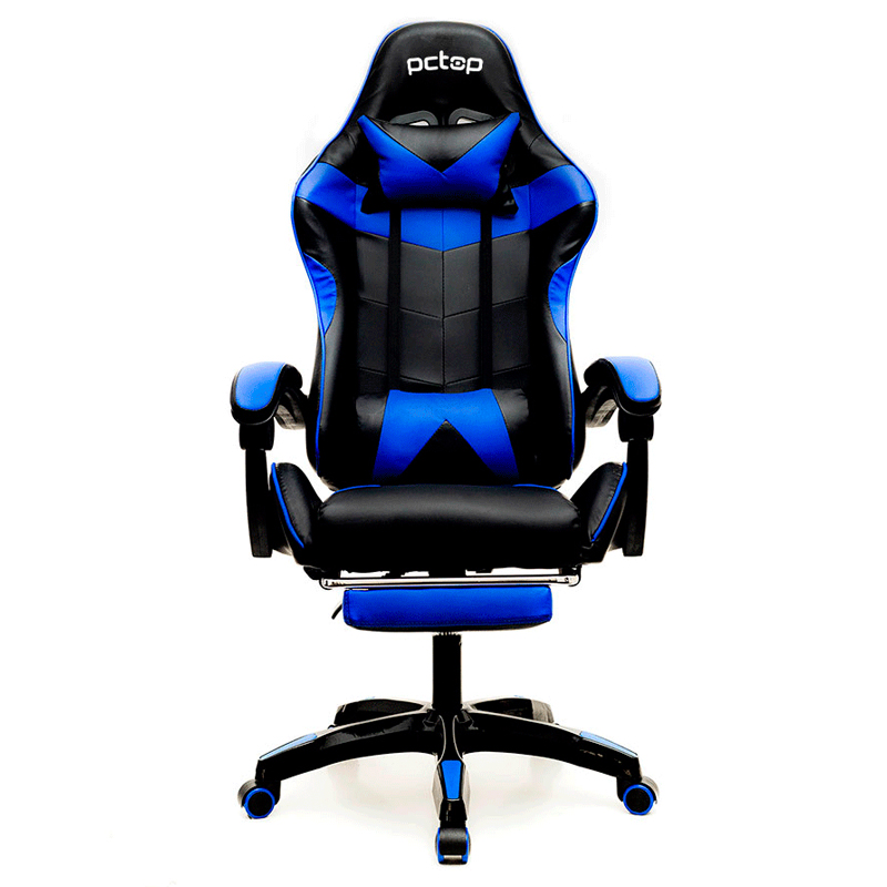 Cadeira Gamer PCTop  Racer 1006 PG Azul e preto com Descanso de Pé  (mostruário)