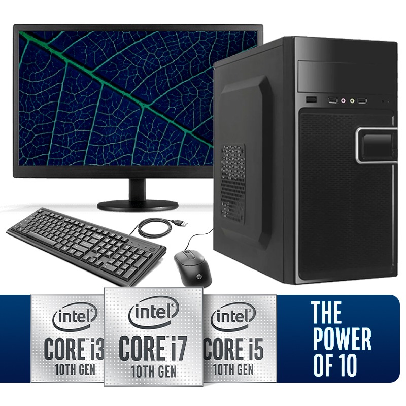Computador Home Office Intel Core i3 10ª Geração 10100, HD 1TB, 4GB DDR4, Gabinete ATX + Monitor LED 18.5"