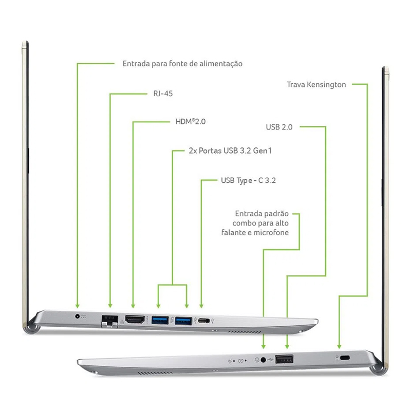 Notebook Acer Aspire A514 Intel Core i3 11ªG, 4GB, SSD 256GB NVMe, 14" Full HD, Windows 10