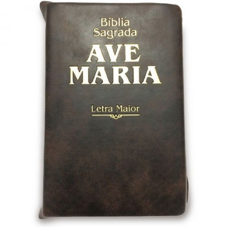 Biblia Sagrada Ave Maria Marrom c/ Ziper Letra Maior