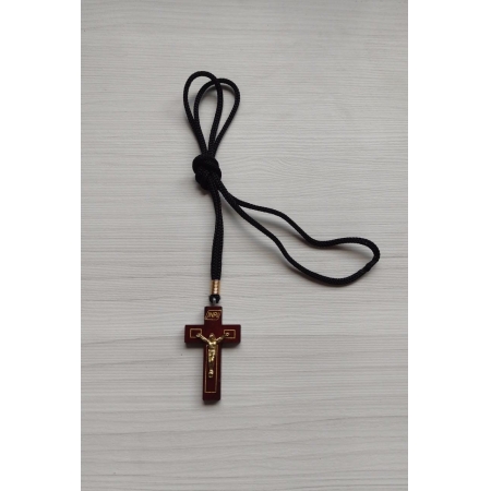 CR88 - Cordão Madeira Cruz c/ Cristo Gravação IRNI 4cm